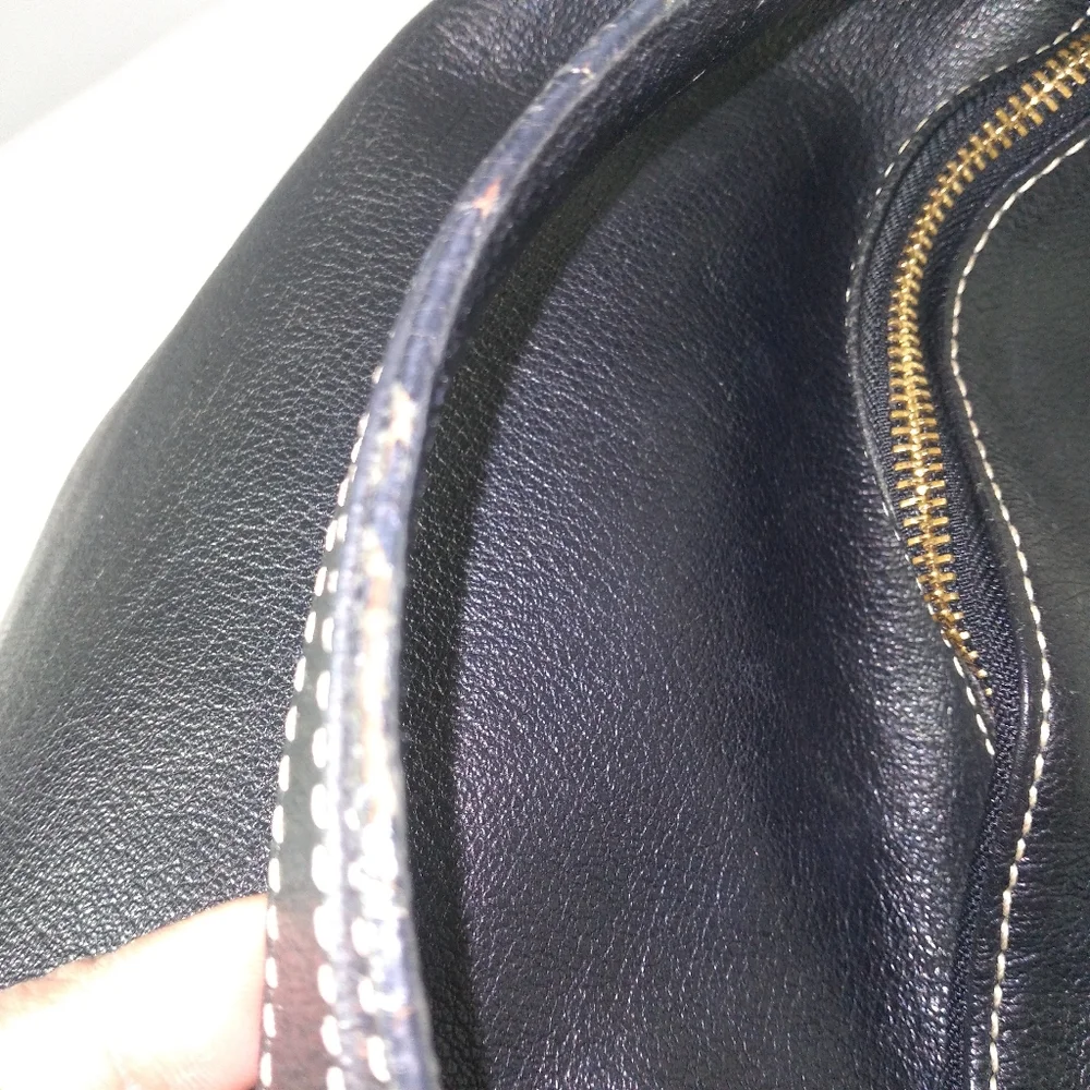 DOONEY & BOURKE DILLEN Black Pebbled Leather Large Hobo Bag